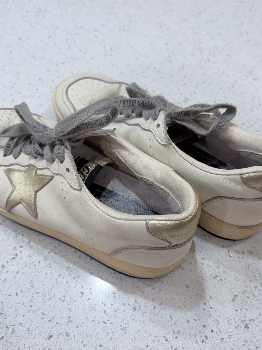 Golden Goose Deluxe Brand Ballstar Sneakers White Leather Gold Star Distressed
